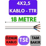Öznur 4x2,5 Ttr Kablo Metre Seçenekli (Beyaz) - 18 METRE