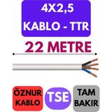 Öznur 4x2,5 Ttr Kablo Metre Seçenekli (Beyaz) - 22 METRE