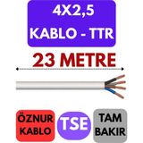 Öznur 4x2,5 Ttr Kablo Metre Seçenekli (Beyaz) - 23 METRE