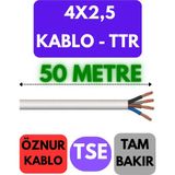 Öznur 4x2,5 Ttr Kablo Metre Seçenekli (Beyaz) - 50 METRE