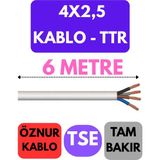 Öznur 4x2,5 Ttr Kablo Metre Seçenekli (Beyaz) - 6 METRE