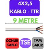 Öznur 4x2,5 Ttr Kablo Metre Seçenekli (Beyaz) - 9 METRE