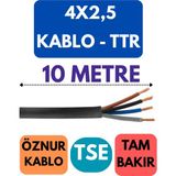 Öznur 4x2,5 Ttr Kablo Metre Seçenekli (Siyah) - 10 METRE