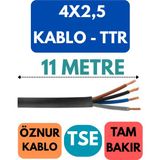 Öznur 4x2,5 Ttr Kablo Metre Seçenekli (Siyah) - 11 METRE