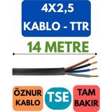 Öznur 4x2,5 Ttr Kablo Metre Seçenekli (Siyah) - 14 METRE