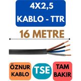 Öznur 4x2,5 Ttr Kablo Metre Seçenekli (Siyah) - 16 METRE