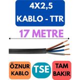 Öznur 4x2,5 Ttr Kablo Metre Seçenekli (Siyah) - 17 METRE