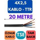 Öznur 4x2,5 Ttr Kablo Metre Seçenekli (Siyah) - 20 METRE