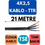 Öznur 4x2,5 Ttr Kablo Metre Seçenekli (Siyah) - 21 METRE