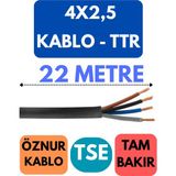 Öznur 4x2,5 Ttr Kablo Metre Seçenekli (Siyah) - 22 METRE