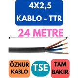 Öznur 4x2,5 Ttr Kablo Metre Seçenekli (Siyah) - 24 METRE