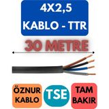 Öznur 4x2,5 Ttr Kablo Metre Seçenekli (Siyah) - 30 METRE