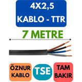 Öznur 4x2,5 Ttr Kablo Metre Seçenekli (Siyah) - 7 METRE