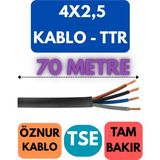 Öznur 4x2,5 Ttr Kablo Metre Seçenekli (Siyah) - 70 METRE