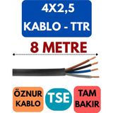 Öznur 4x2,5 Ttr Kablo Metre Seçenekli (Siyah) - 8 METRE