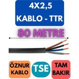 Öznur 4x2,5 Ttr Kablo Metre Seçenekli (Siyah) - 80 METRE