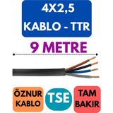Öznur 4x2,5 Ttr Kablo Metre Seçenekli (Siyah) - 9 METRE
