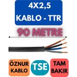 Öznur 4x2,5 Ttr Kablo Metre Seçenekli (Siyah) - 90 METRE
