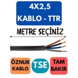 Öznur 4X2,5 Ttr Kablo Metre Seçenekli (Siyah)