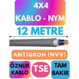Öznur 4x4 Antigron (Nym) Kablo (Gri) Metre Seçenekli - 12 METRE