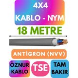 Öznur 4x4 Antigron (Nym) Kablo (Gri) Metre Seçenekli - 18 METRE