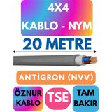 Öznur 4x4 Antigron (Nym) Kablo (Gri) Metre Seçenekli - 20 METRE