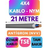 Öznur 4x4 Antigron (Nym) Kablo (Gri) Metre Seçenekli - 21 METRE
