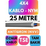 Öznur 4x4 Antigron (Nym) Kablo (Gri) Metre Seçenekli - 25 METRE