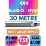 Öznur 4x4 Antigron (Nym) Kablo (Gri) Metre Seçenekli - 30 METRE