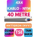 Öznur 4x4 Antigron (Nym) Kablo (Gri) Metre Seçenekli - 40 METRE