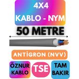 Öznur 4x4 Antigron (Nym) Kablo (Gri) Metre Seçenekli - 50 METRE