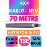 Öznur 4x4 Antigron (Nym) Kablo (Gri) Metre Seçenekli - 70 METRE