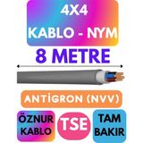 Öznur 4x4 Antigron (Nym) Kablo (Gri) Metre Seçenekli - 8 METRE