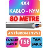 Öznur 4x4 Antigron (Nym) Kablo (Gri) Metre Seçenekli - 80 METRE