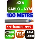 Öznur 4x6 Antigron (Nym) Kablo (Gri) Metre Seçenekli - 100 METRE