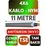Öznur 4x6 Antigron (Nym) Kablo (Gri) Metre Seçenekli - 11 METRE