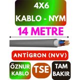 Öznur 4x6 Antigron (Nym) Kablo (Gri) Metre Seçenekli - 14 METRE
