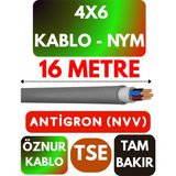 Öznur 4x6 Antigron (Nym) Kablo (Gri) Metre Seçenekli - 16 METRE
