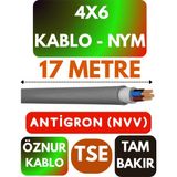 Öznur 4x6 Antigron (Nym) Kablo (Gri) Metre Seçenekli - 17 METRE