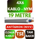 Öznur 4x6 Antigron (Nym) Kablo (Gri) Metre Seçenekli - 19 METRE