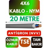 Öznur 4x6 Antigron (Nym) Kablo (Gri) Metre Seçenekli - 20 METRE