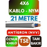 Öznur 4x6 Antigron (Nym) Kablo (Gri) Metre Seçenekli - 21 METRE