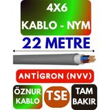 Öznur 4x6 Antigron (Nym) Kablo (Gri) Metre Seçenekli - 22 METRE