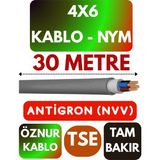 Öznur 4x6 Antigron (Nym) Kablo (Gri) Metre Seçenekli - 30 METRE