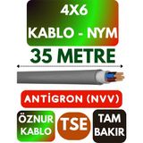 Öznur 4x6 Antigron (Nym) Kablo (Gri) Metre Seçenekli - 35 METRE