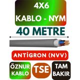 Öznur 4x6 Antigron (Nym) Kablo (Gri) Metre Seçenekli - 40 METRE