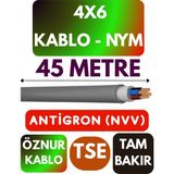 Öznur 4x6 Antigron (Nym) Kablo (Gri) Metre Seçenekli - 45 METRE