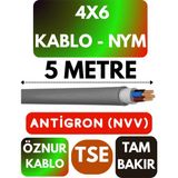 Öznur 4x6 Antigron (Nym) Kablo (Gri) Metre Seçenekli - 5 METRE