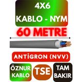Öznur 4x6 Antigron (Nym) Kablo (Gri) Metre Seçenekli - 60 METRE