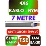 Öznur 4x6 Antigron (Nym) Kablo (Gri) Metre Seçenekli - 7 METRE